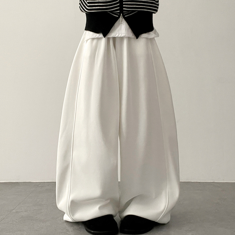 サイドスリットライントレーニングワイドパンツ(5color) WHITE