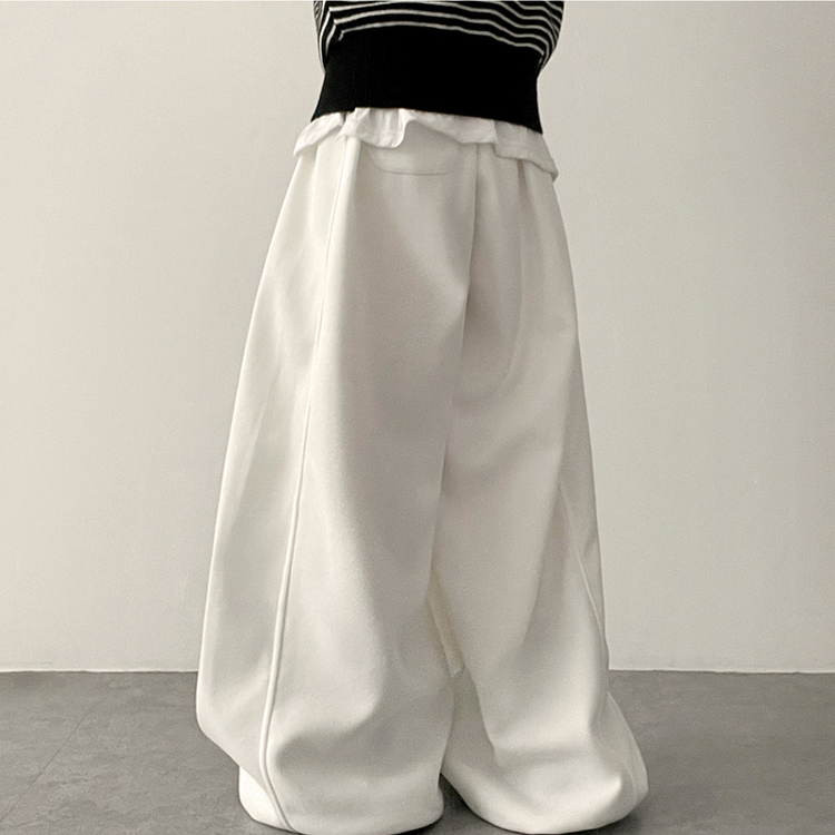 サイドスリットライントレーニングワイドパンツ(5color) WHITE