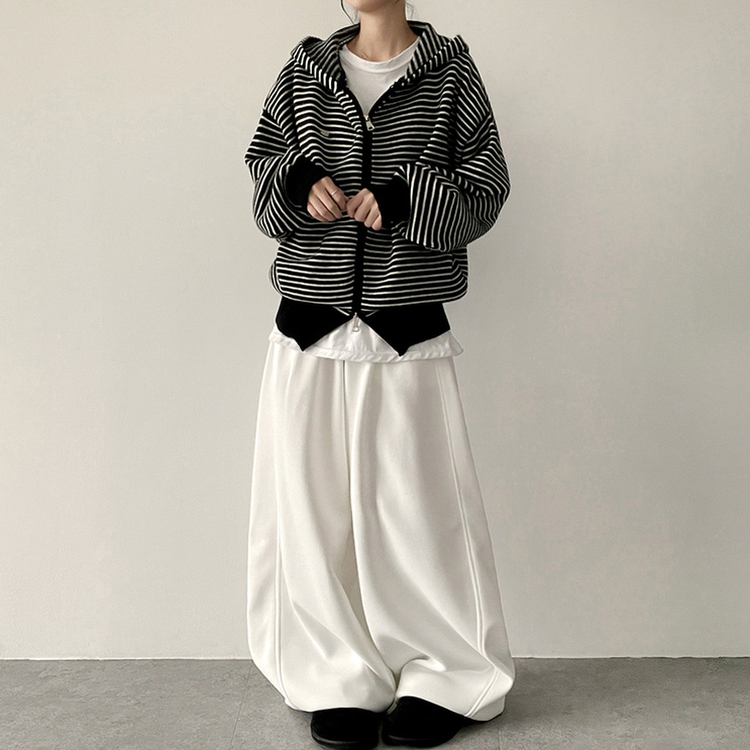 サイドスリットライントレーニングワイドパンツ(5color) WHITE