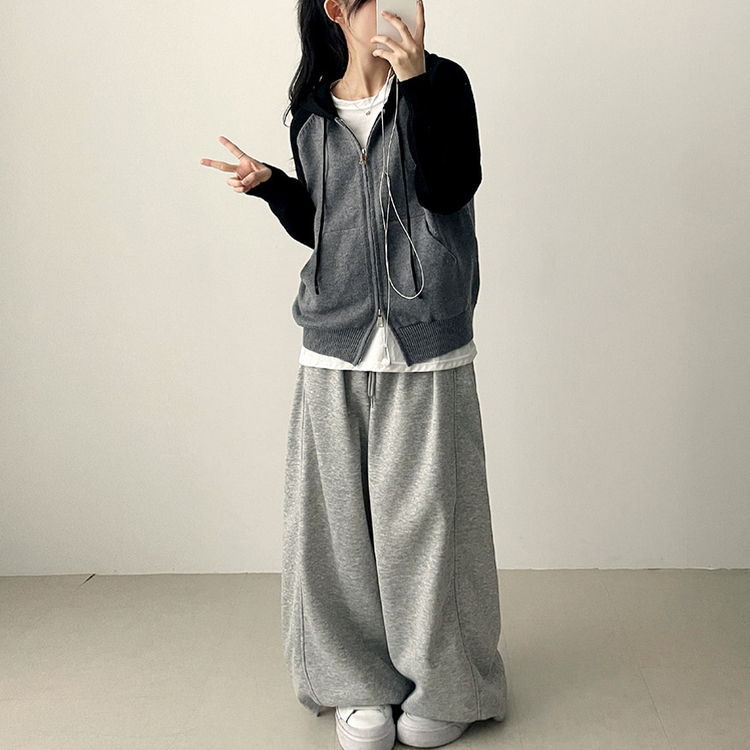 サイドスリットライントレーニングワイドパンツ(5color) GREY