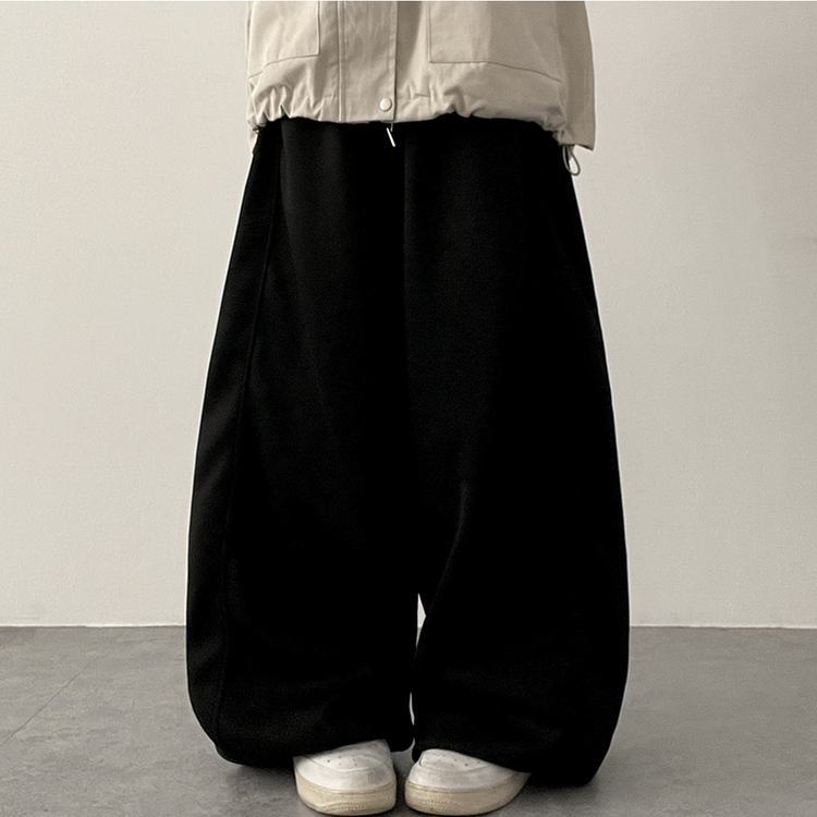 サイドスリットライントレーニングワイドパンツ(5color) BLACK