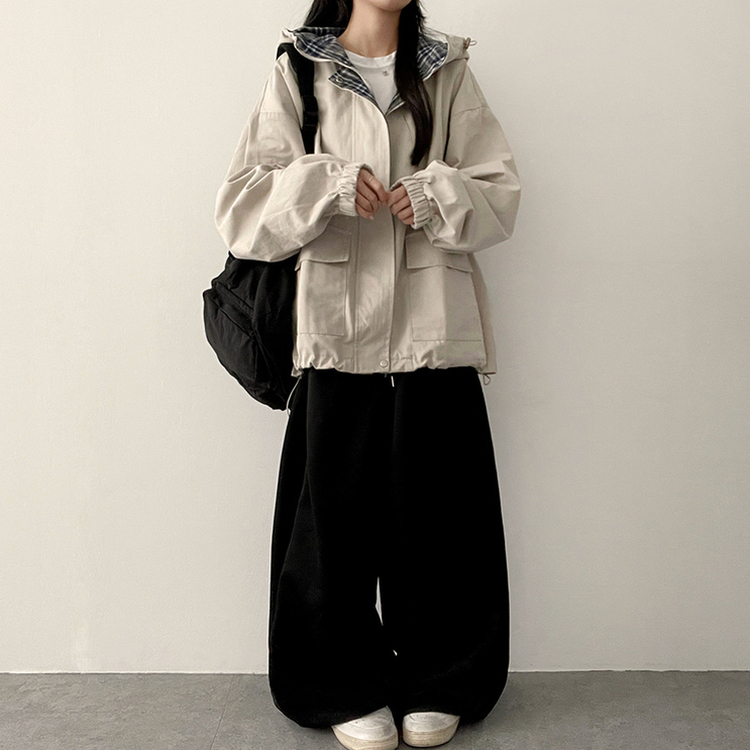 サイドスリットライントレーニングワイドパンツ(5color) BLACK