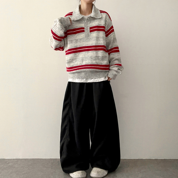 サイドスリットライントレーニングワイドパンツ(5color) CHARCOAL