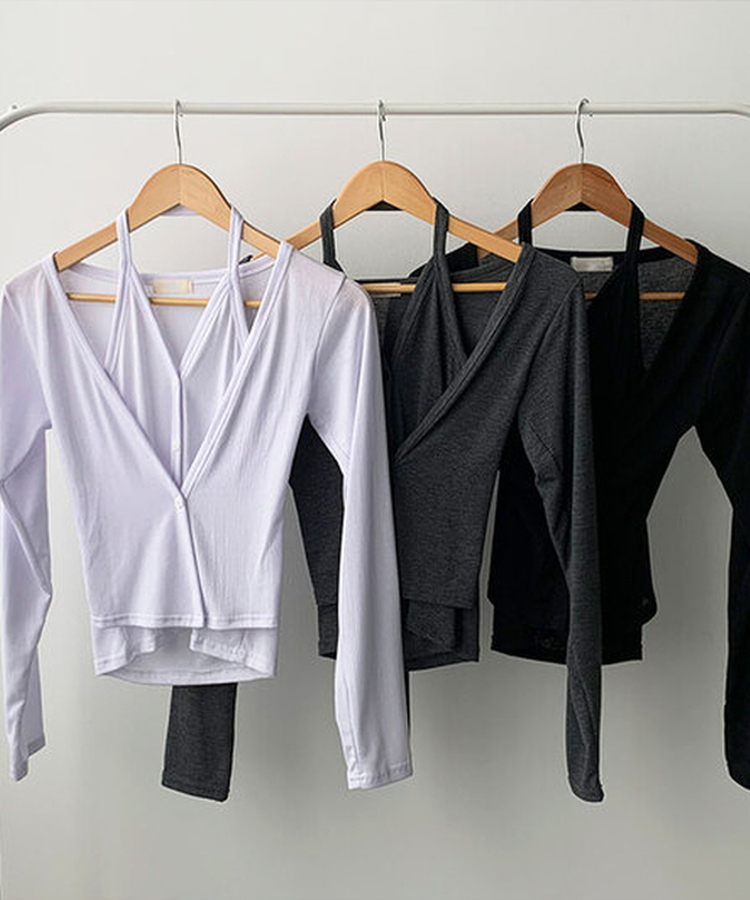 ホルターレイヤードカーディガン