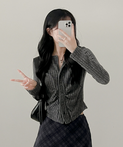 シャーリングカーディガン(5color) CHARCOAL