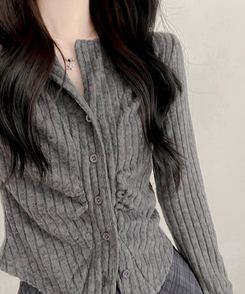 シャーリングカーディガン(5color) CHARCOAL