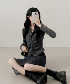 シャーリングカーディガン(5color) CHARCOAL