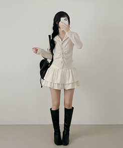 シャーリングカーディガン(5color) CREAM