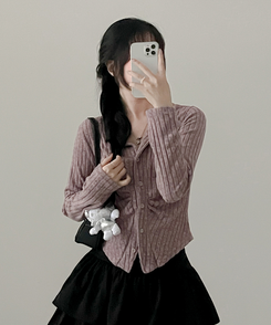 シャーリングカーディガン(5color) PINK