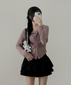 シャーリングカーディガン(5color) PINK