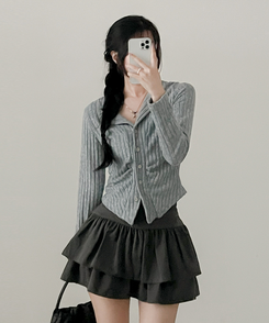 シャーリングカーディガン(5color) SKY BLUE