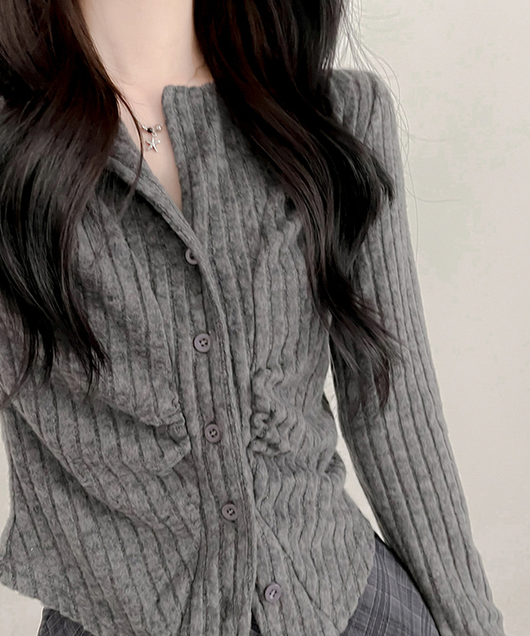 シャーリングカーディガン(5color) CHARCOAL