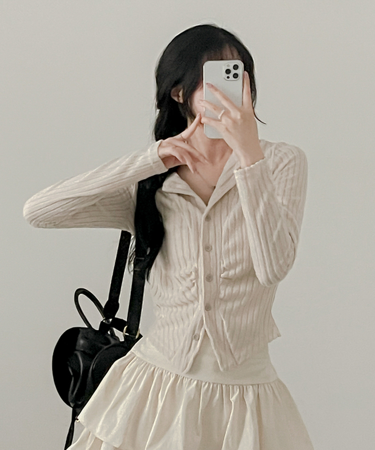 シャーリングカーディガン(5color) CREAM