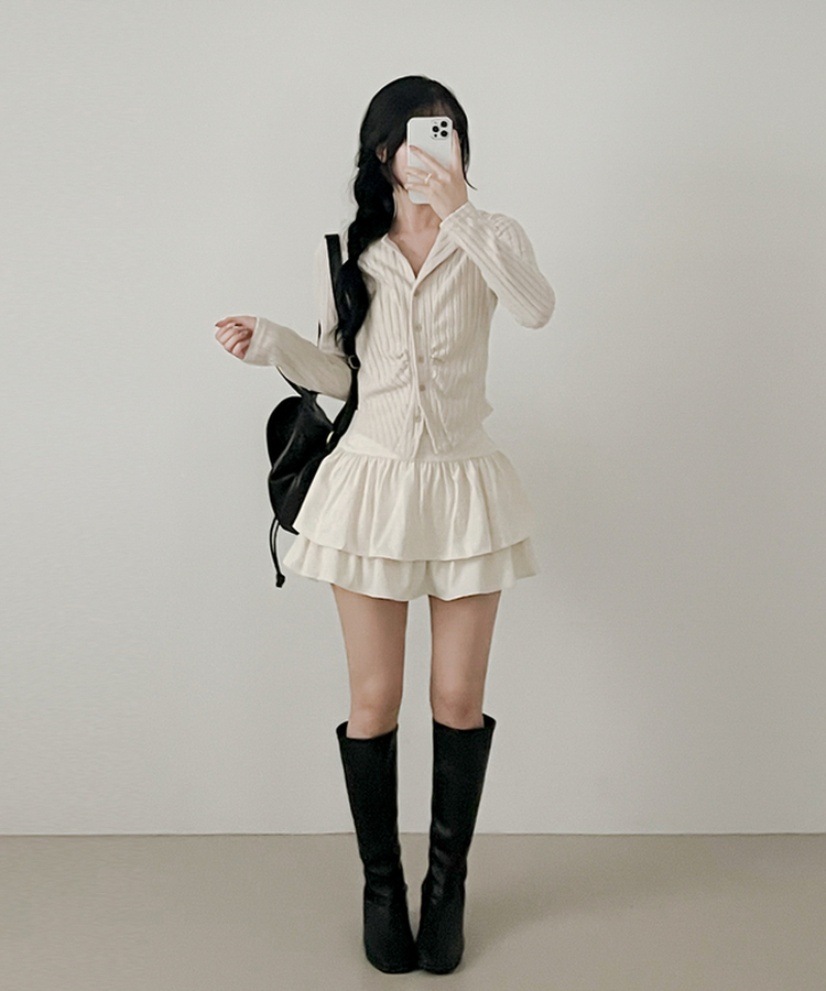 シャーリングカーディガン(5color) CREAM