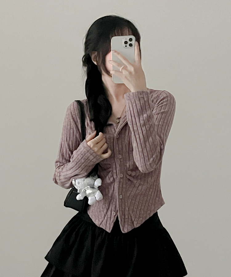 シャーリングカーディガン(5color) PINK