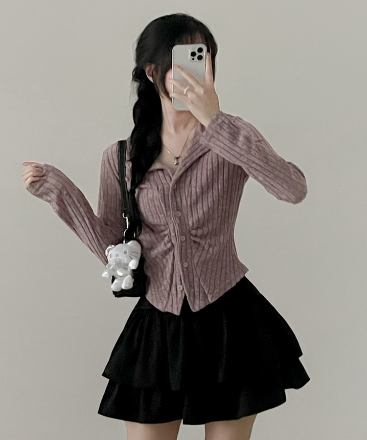 シャーリングカーディガン(5color) PINK