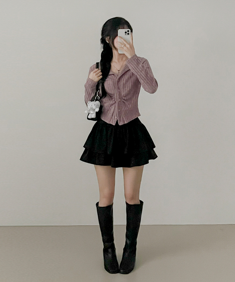 シャーリングカーディガン(5color) PINK