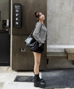 ストライプフードジップアップ IVORY