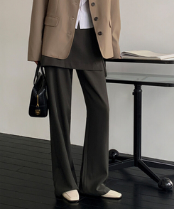 バックルラップレイヤードブーツカットスラックス KHAKI GRAY