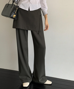 バックルラップレイヤードブーツカットスラックス KHAKI GRAY