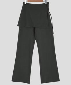 バックルラップレイヤードブーツカットスラックス