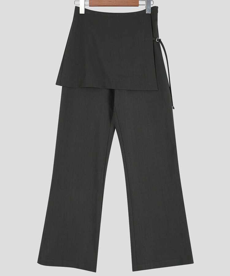 バックルラップレイヤードブーツカットスラックス