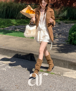 オブレ シャーリング スエード バックル ミドルブーツ BROWN