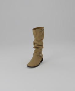 オブレ シャーリング スエード バックル ミドルブーツ