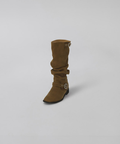 オブレ シャーリング スエード バックル ミドルブーツ