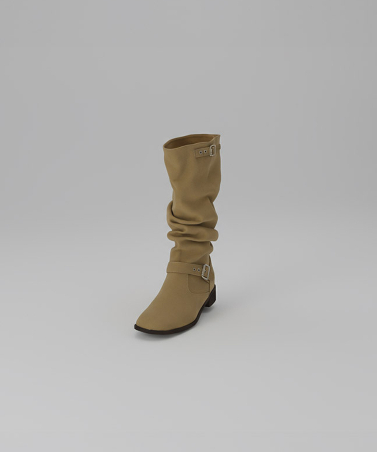 オブレ シャーリング スエード バックル ミドルブーツ