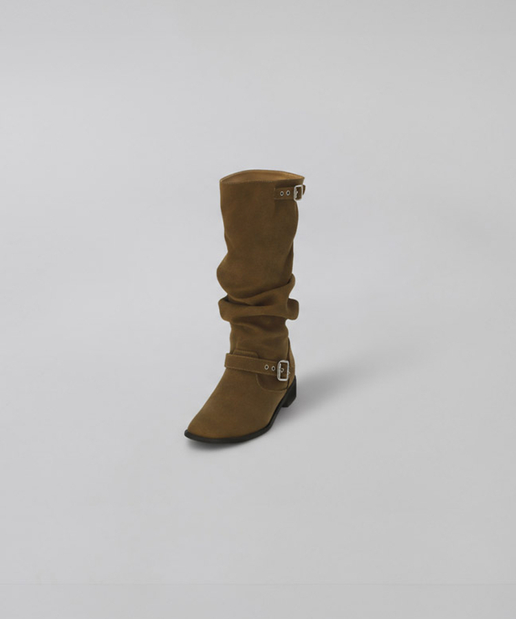 オブレ シャーリング スエード バックル ミドルブーツ