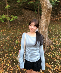 スリムフィットストライプ長袖Tシャツ SKY BLUE