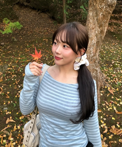 スリムフィットストライプ長袖Tシャツ SKY BLUE