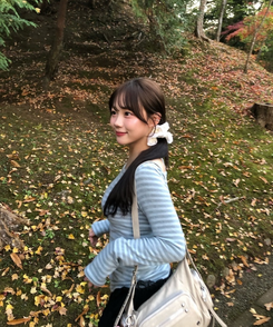 スリムフィットストライプ長袖Tシャツ SKY BLUE