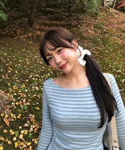 スリムフィットストライプ長袖Tシャツ SKY BLUE