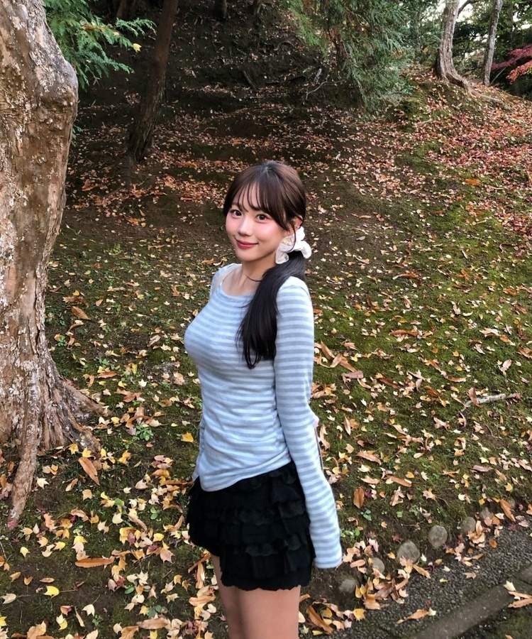 スリムフィットストライプ長袖Tシャツ SKY BLUE