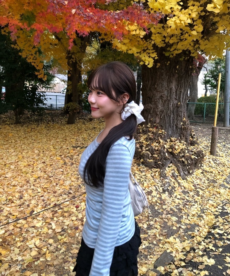 スリムフィットストライプ長袖Tシャツ SKY BLUE