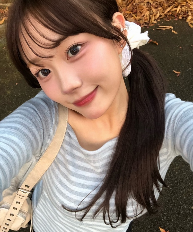 スリムフィットストライプ長袖Tシャツ SKY BLUE