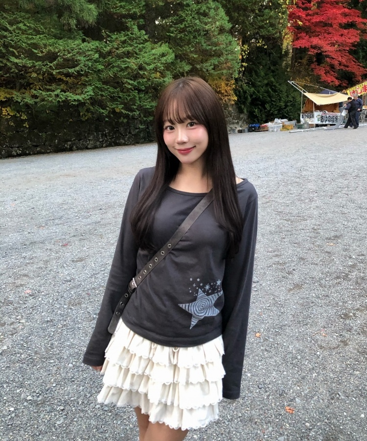 スタープリント長袖Tシャツ CHARCOAL