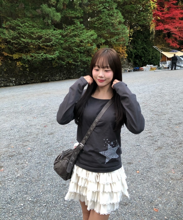 スタープリント長袖Tシャツ CHARCOAL