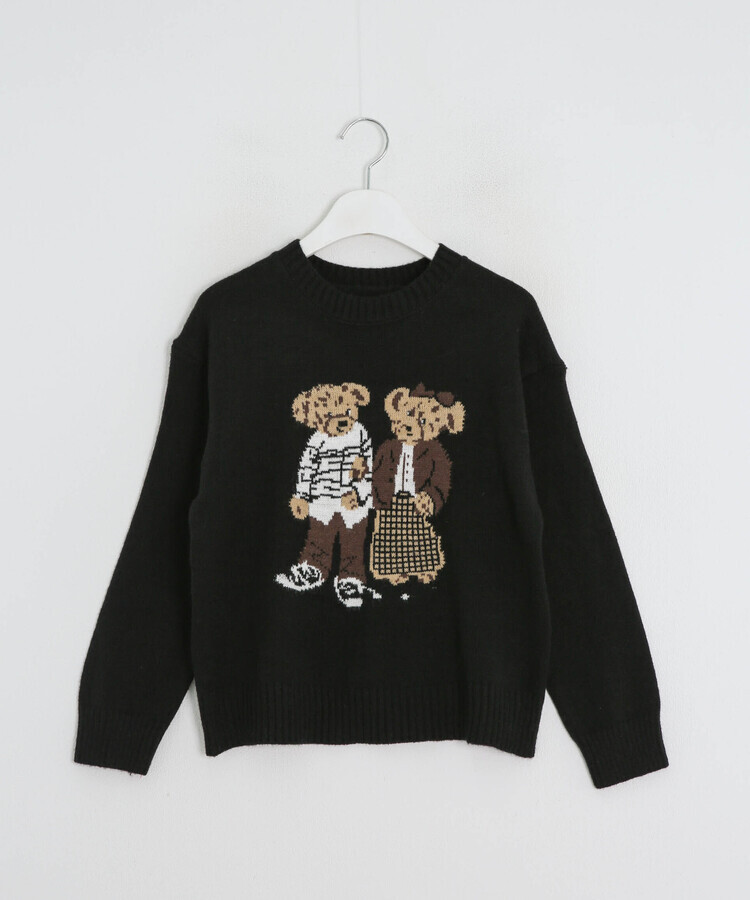 ベアモチーフニット