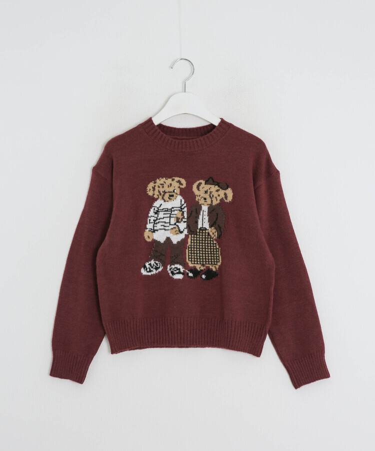 ベアモチーフニット