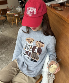 ベアモチーフニット GREY
