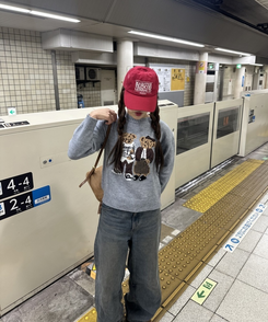 ベアモチーフニット GREY