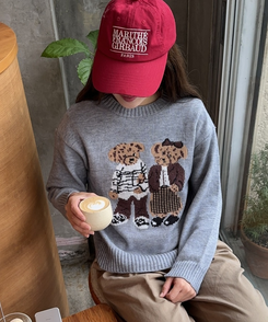 ベアモチーフニット GREY