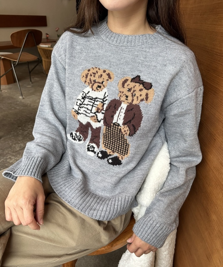 ベアモチーフニット GREY