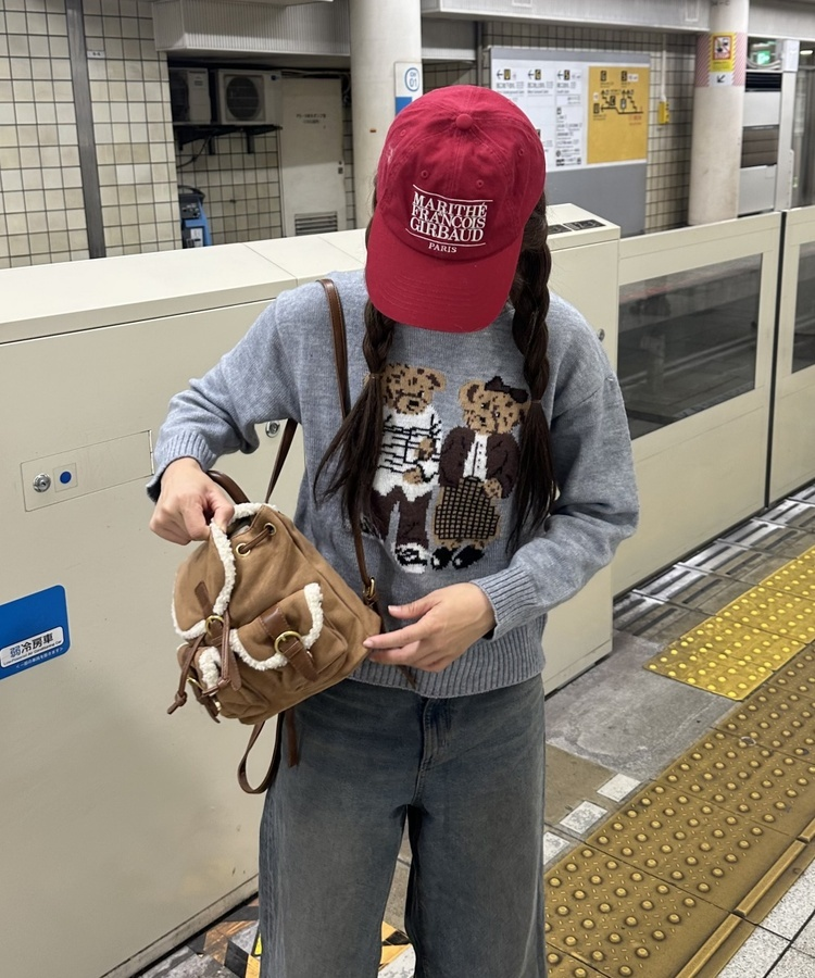 ベアモチーフニット GREY