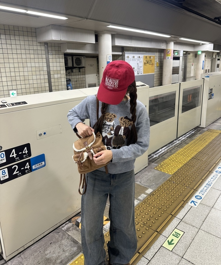 ベアモチーフニット GREY