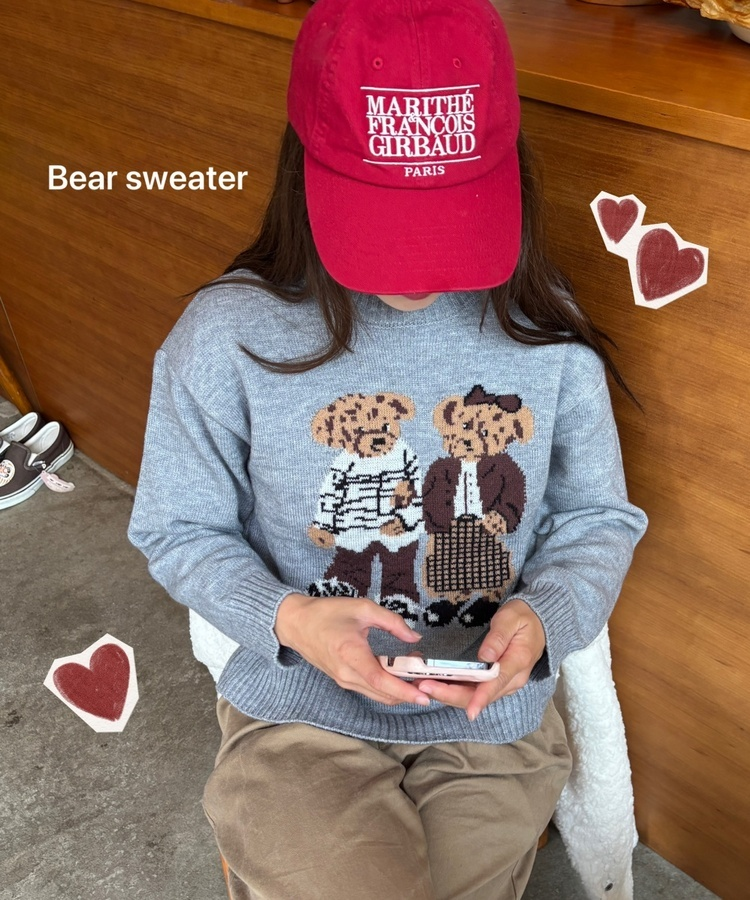 ベアモチーフニット GREY