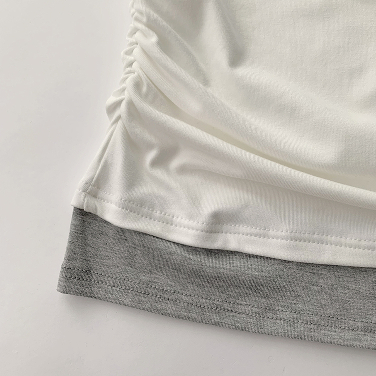 리미티드 라운드 레이어드 세미 크롭 가을 긴팔 티셔츠 겨울 데일리 옆셔링 긴팔티